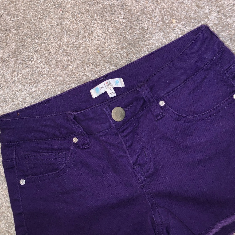 love Fire purple jean shorts size 1 - Picture 3 of 6